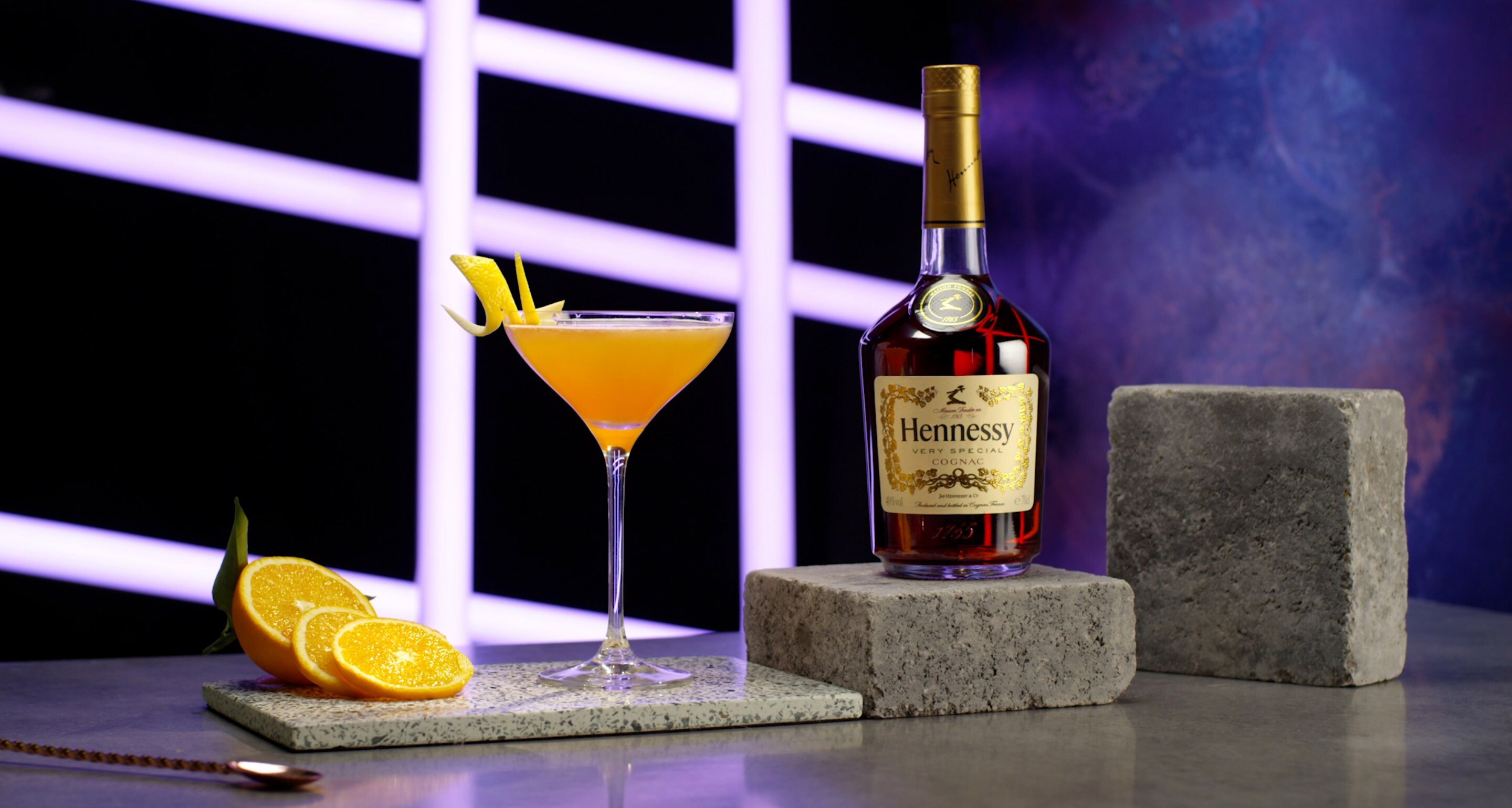Cognac cocktail with rum Between the Sheets Hennessy